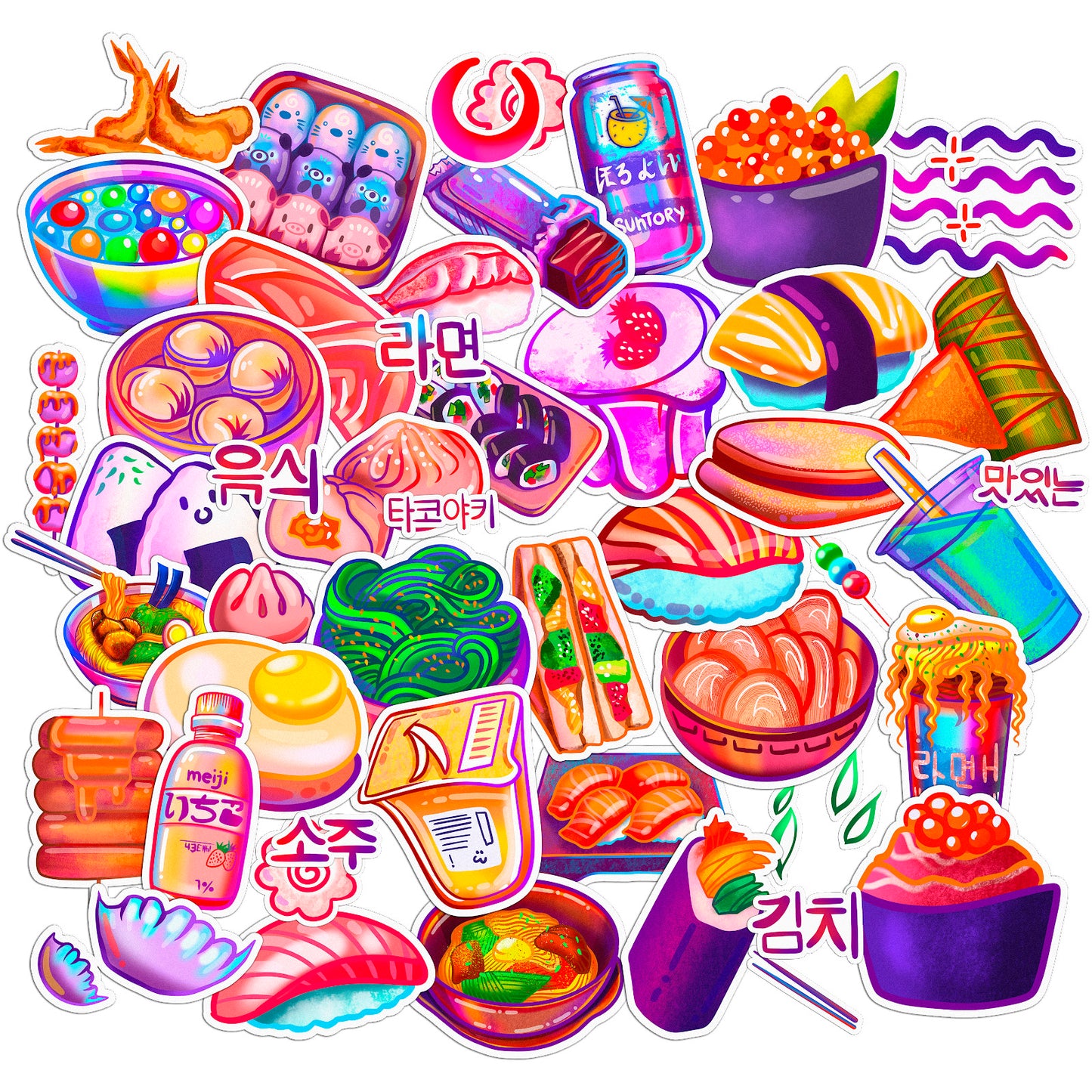 Cavka 51 PCS Sticker Pack for Laptop Korean Junk Food