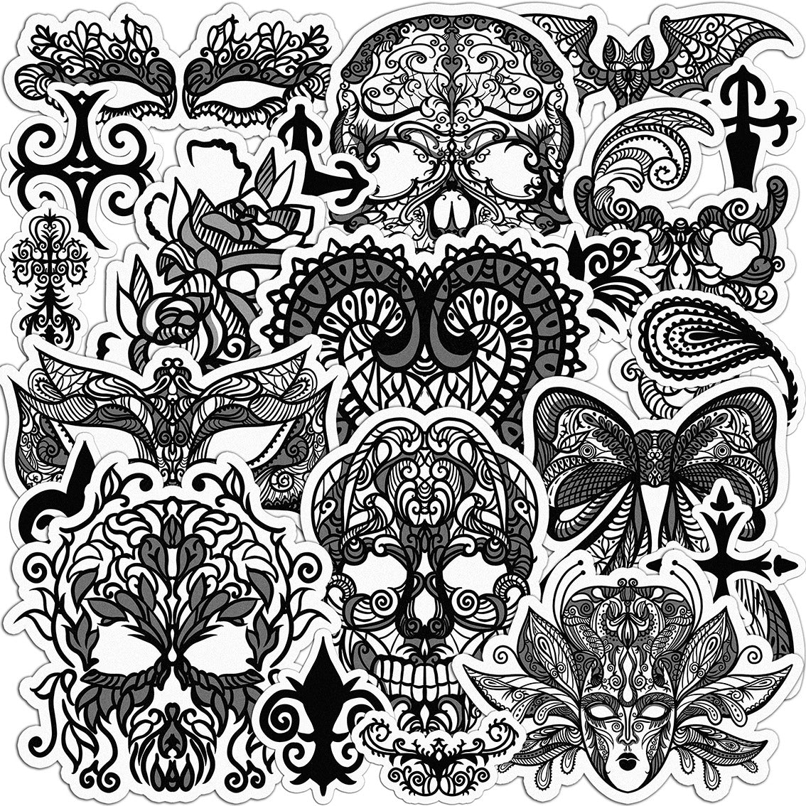 Cavka 23 PCS Sticker Pack for Laptop Lacy Skulls