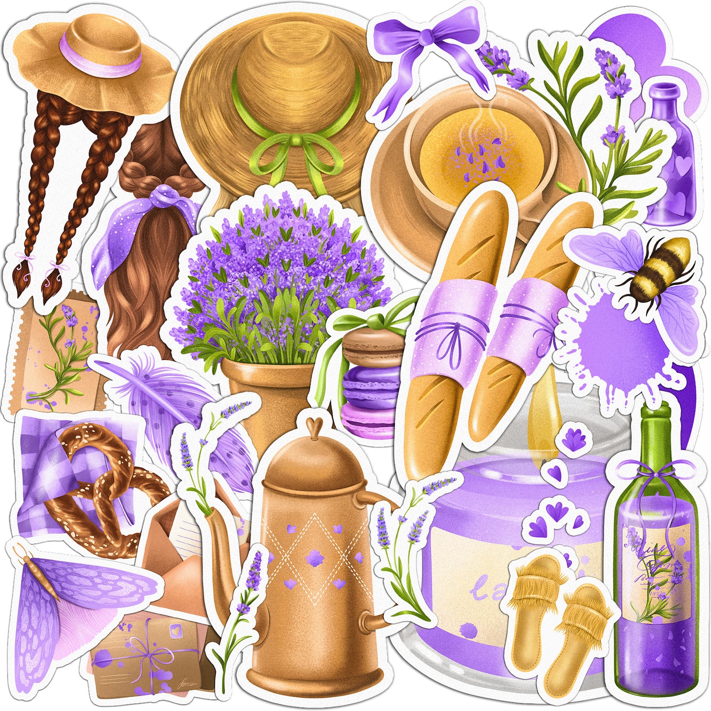 Cavka 27 PCS Sticker Pack for Laptop Lavender Bloom