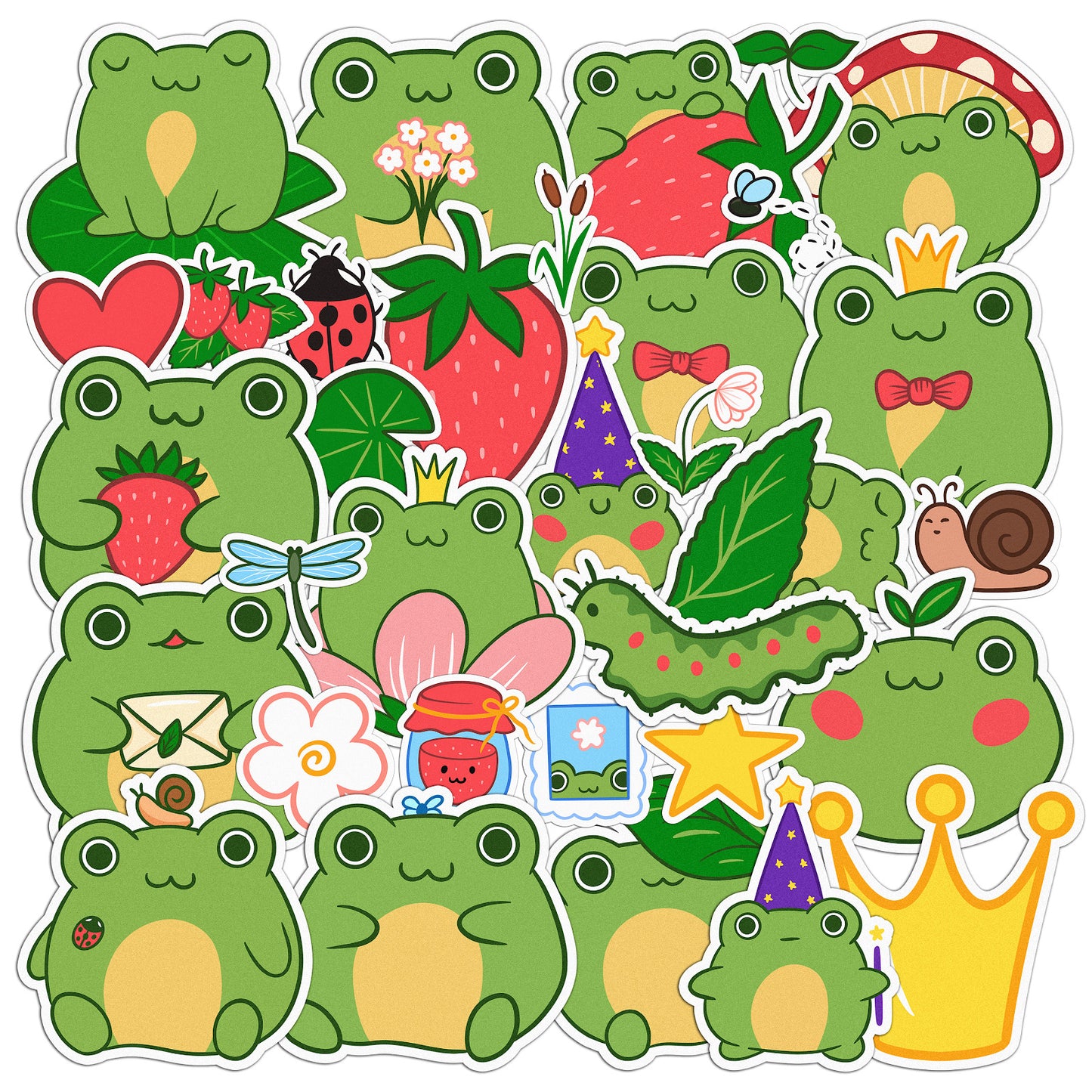 Cavka 33 PCS Sticker Pack for Laptop Green Froggy