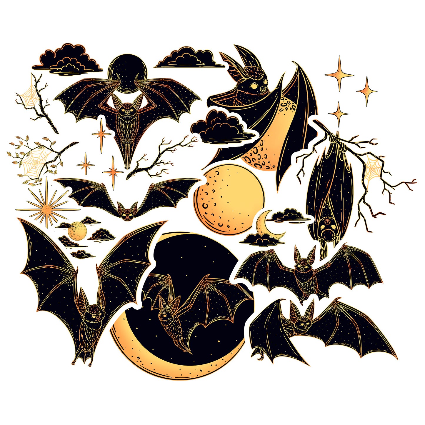 Cavka 20 PCS Sticker Pack for Laptop Spooky Bats