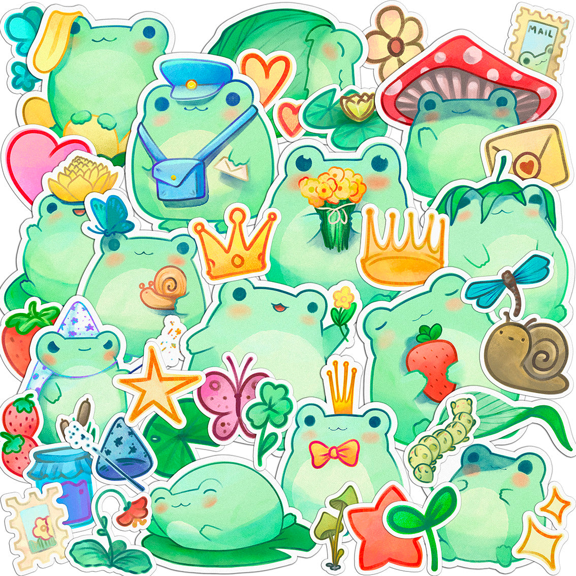 Cavka 42 PCS Sticker Pack for Laptop Adorable Froggy