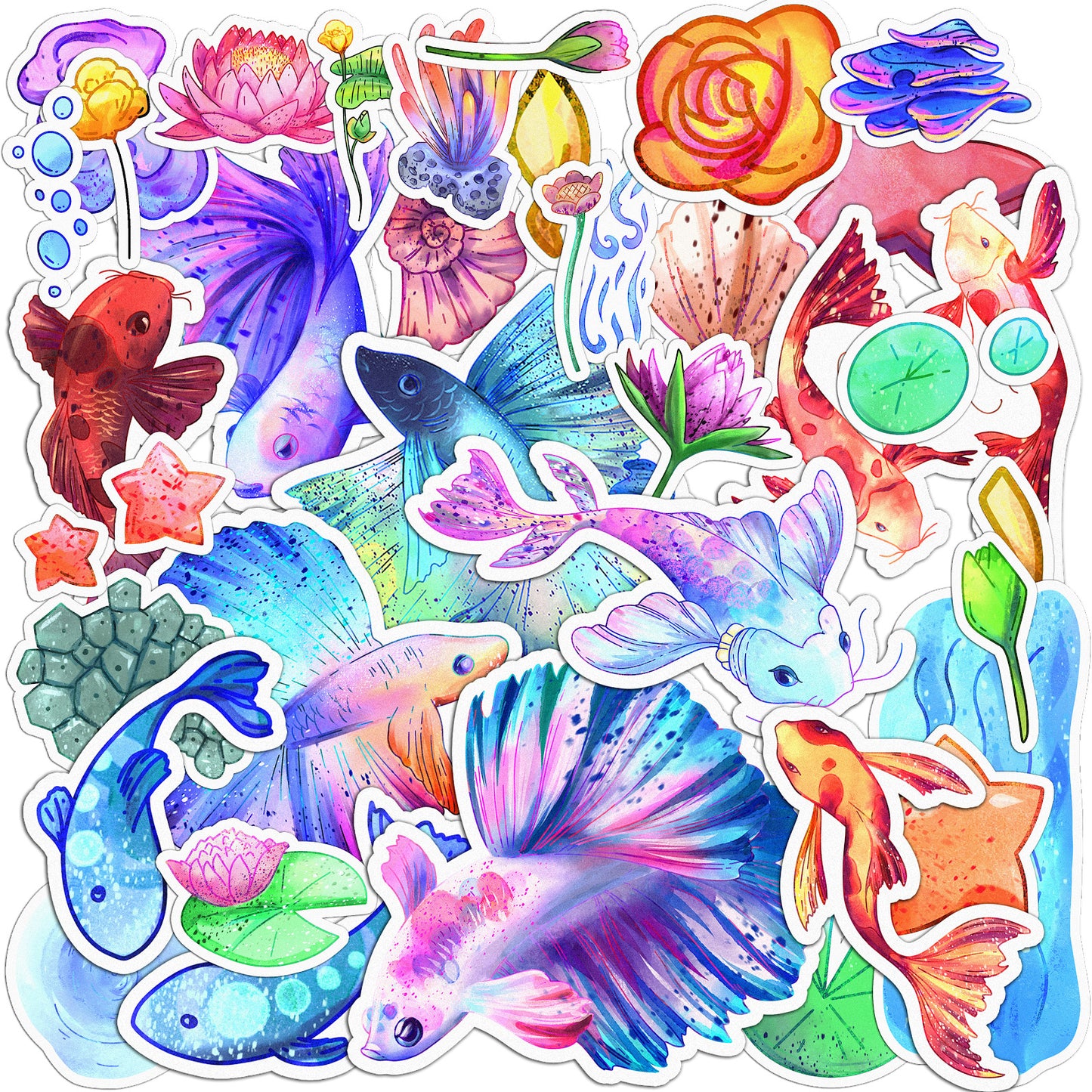 Cavka 39 PCS Sticker Pack for Laptop Betta Fish Pond