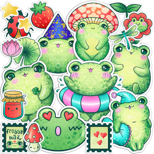 Cavka 20 PCS Sticker Pack for Laptop Sweet Froggy