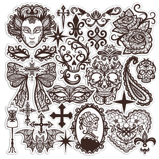 Cavka 25 PCS Sticker Pack for Laptop Lacy Goth