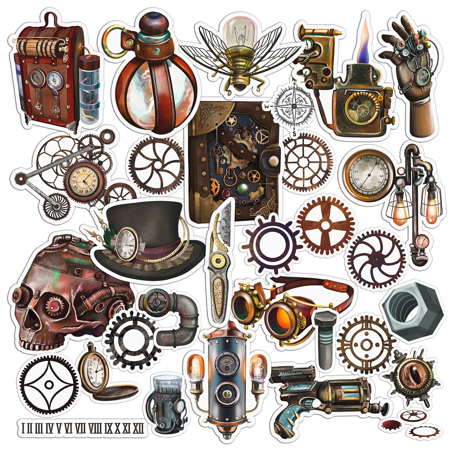 Cavka 32 PCS Sticker Pack for Laptop Vintage Steampunk