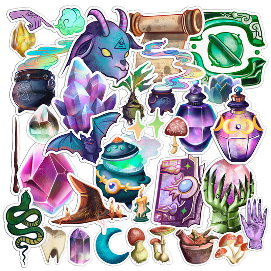 Cavka 33 PCS Sticker Pack for Laptop Wiccan Magic