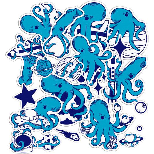 Cavka 22 PCS Sticker Pack for Laptop Blue Octopus