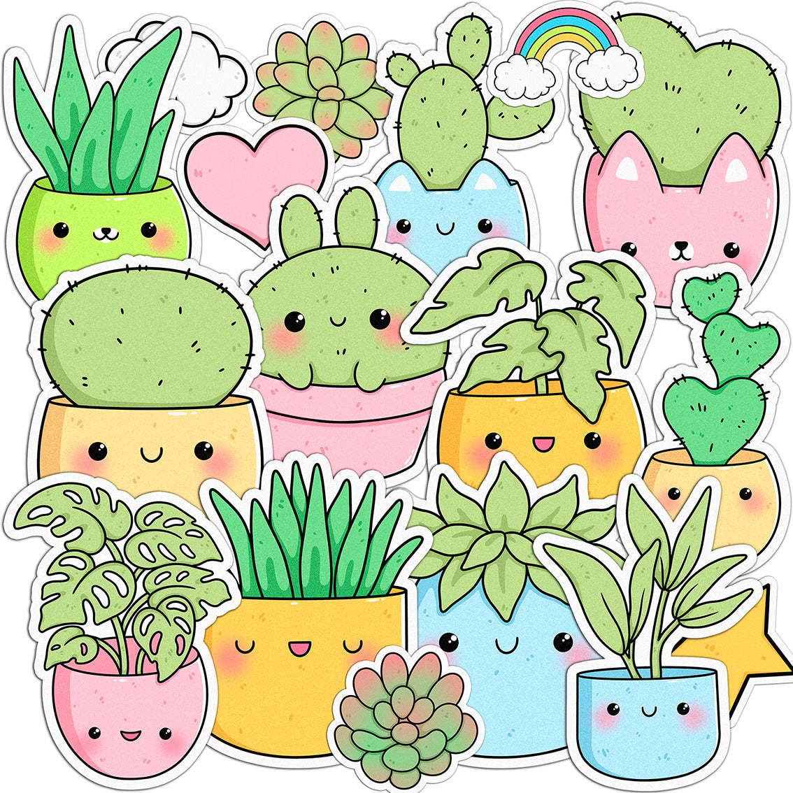 Cavka 17 PCS Sticker Pack for Laptop Kawaii Plants