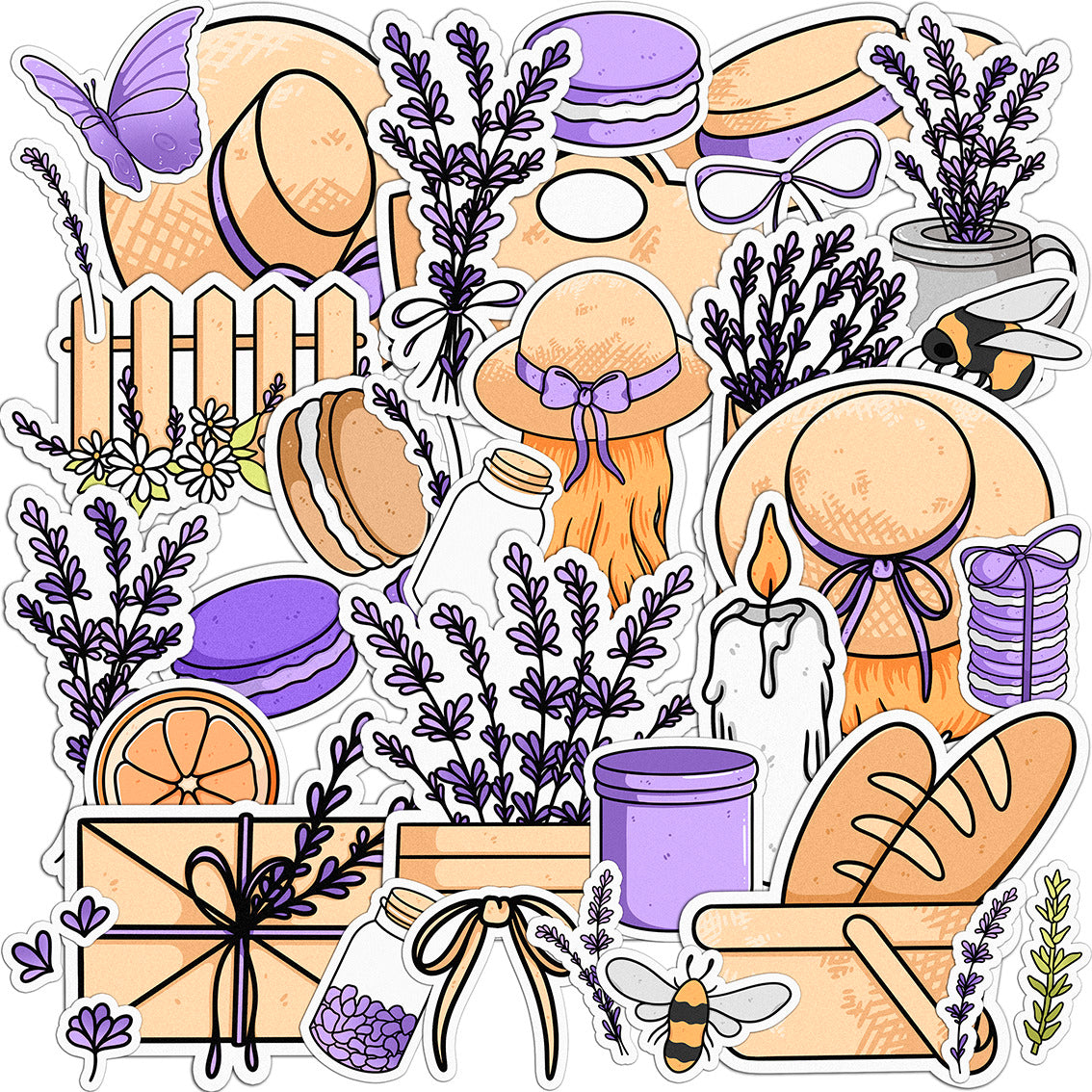 Cavka 34 PCS Sticker Pack for Laptop Purple Lavender