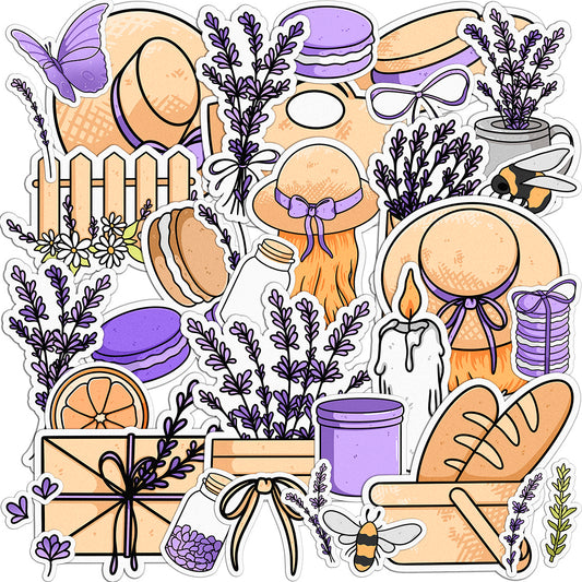 Cavka 34 PCS Sticker Pack for Laptop Purple Lavender