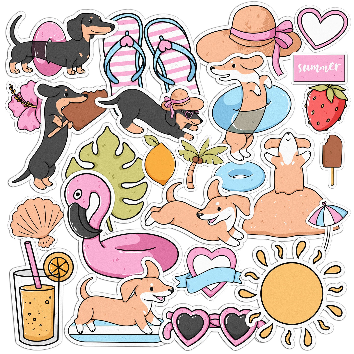 Cavka 24 PCS Sticker Pack for Laptop Hello Summer