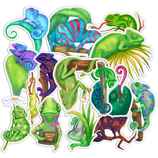 Cavka 15 PCS Sticker Pack for Laptop Tropical Chameleon