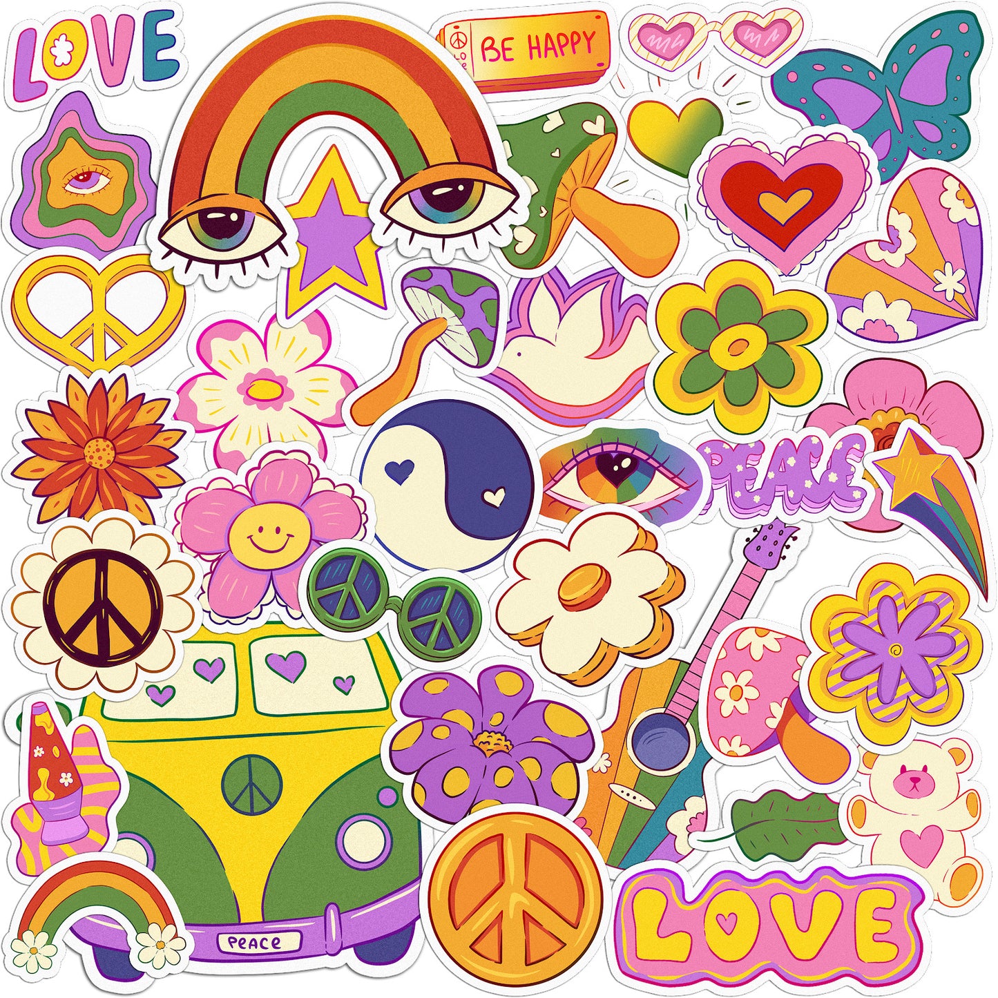 Cavka 38 PCS Sticker Pack for Laptop Groovy Vibes