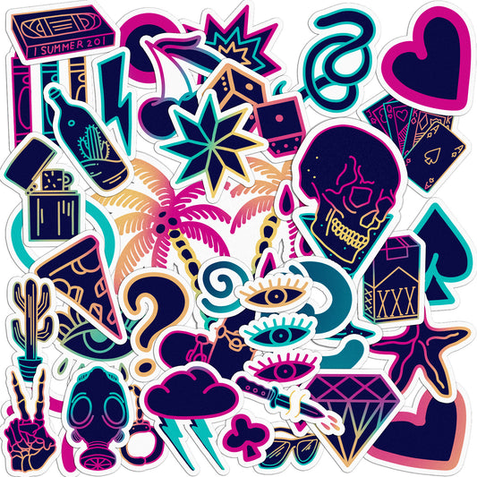 Cavka 39 PCS Sticker Pack for Laptop Colorful Tattoos