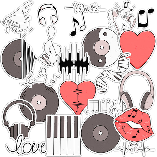 Cavka 24 PCS Sticker Pack for Laptop Music Lover