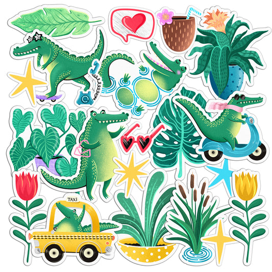 Cavka 22 PCS Sticker Pack for Laptop Stylish Croc