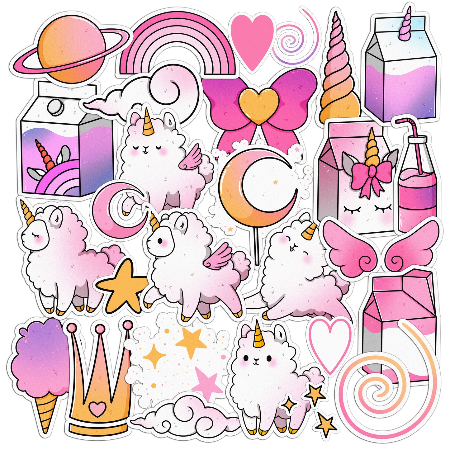 Cavka 28 PCS Sticker Pack for Laptop Llama the Unicorn