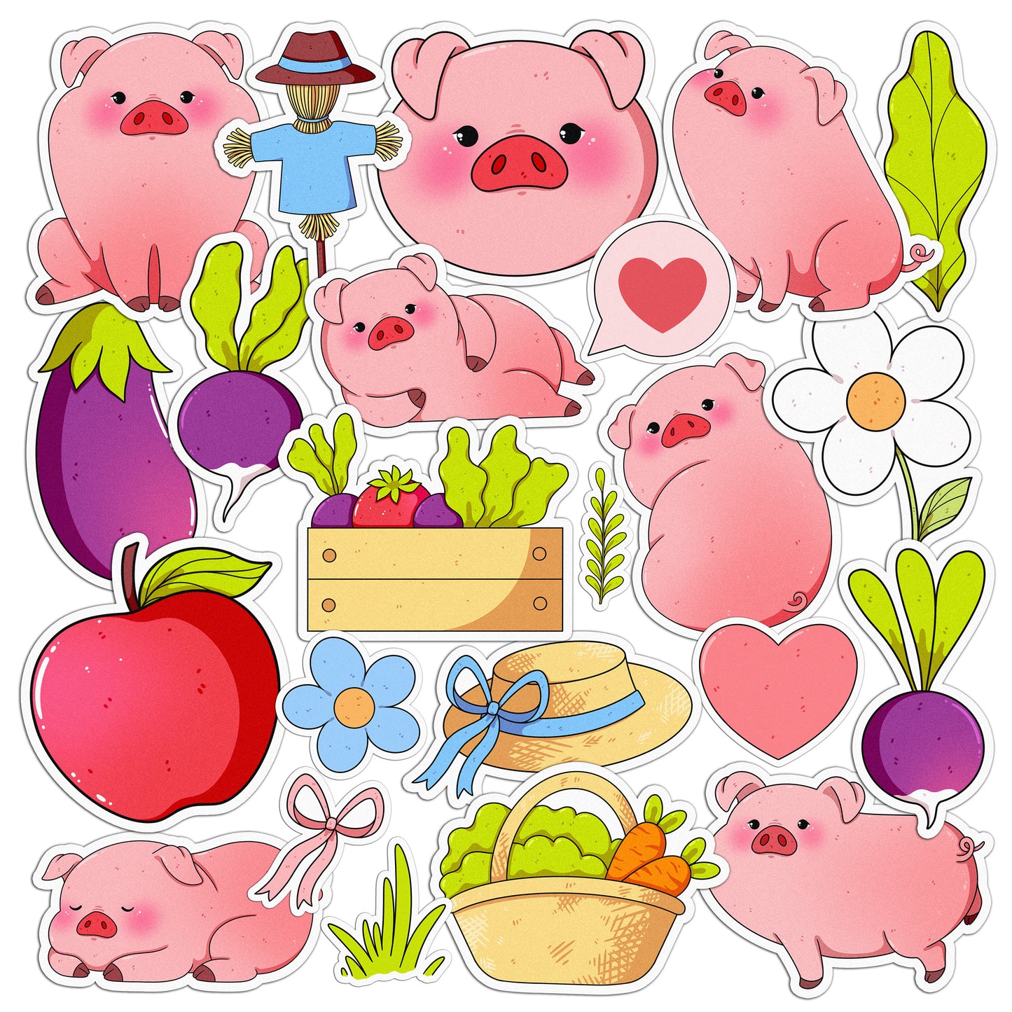 Cavka 23 PCS Sticker Pack for Laptop Farm Piggy