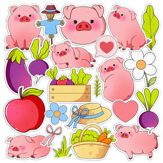 Cavka 23 PCS Sticker Pack for Laptop Farm Piggy