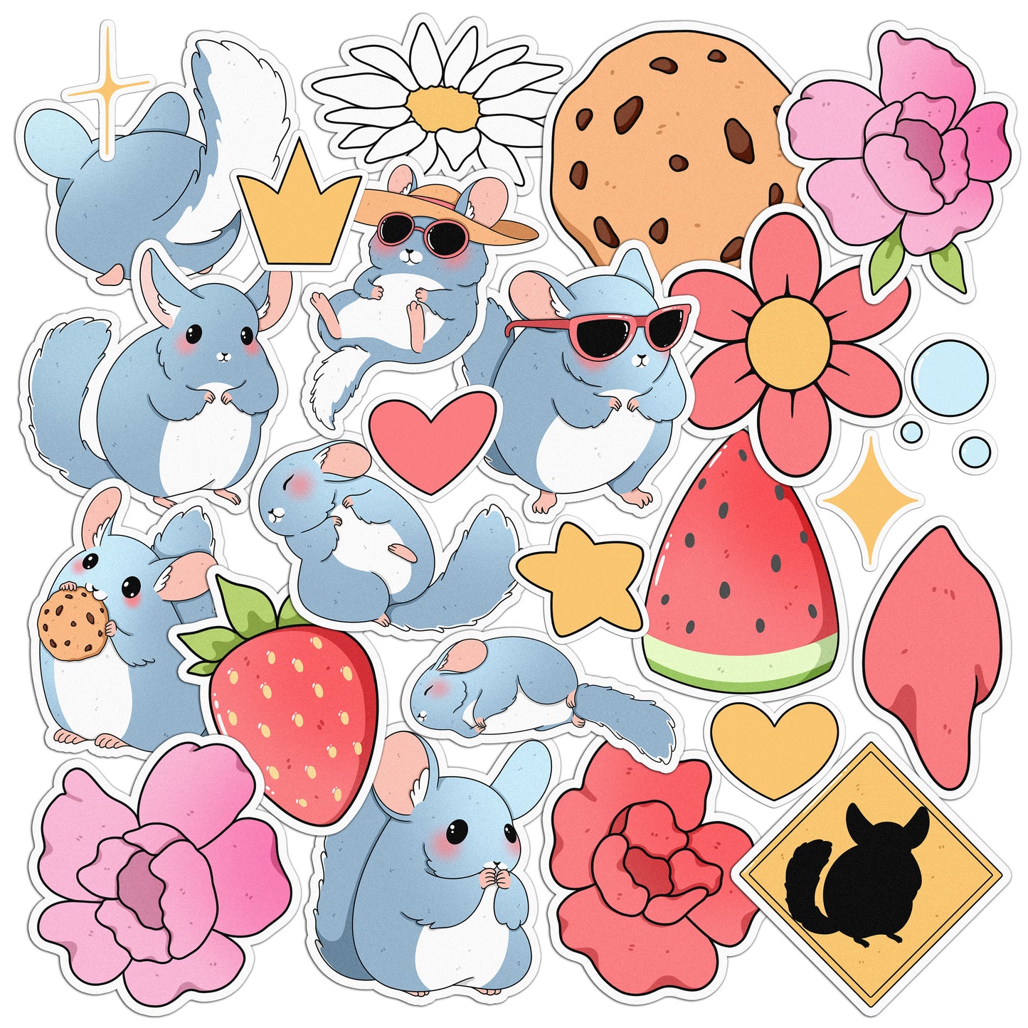 Cavka 25 PCS Sticker Pack for Laptop Cute Chinchilla