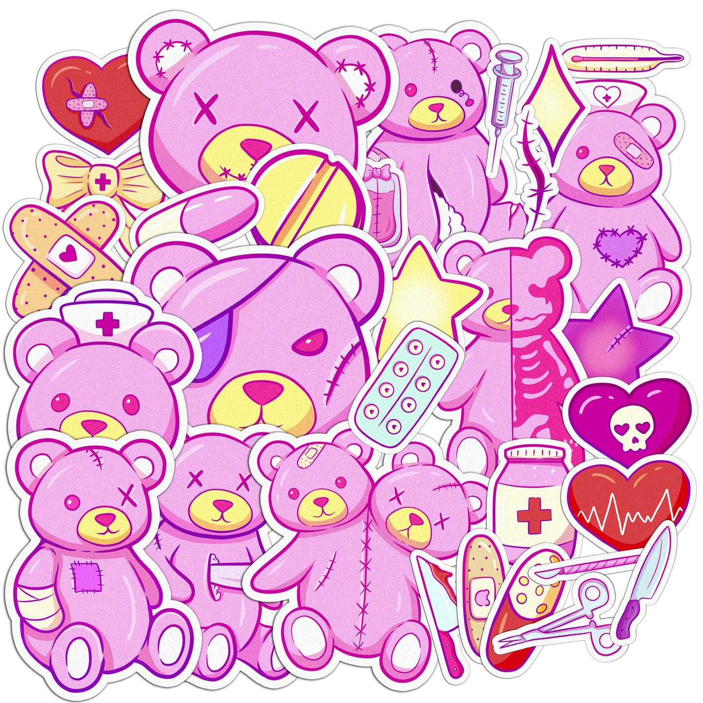 Cavka 31 PCS Sticker Pack for Laptop Dead Teddy