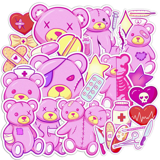 Cavka 31 PCS Sticker Pack for Laptop Dead Teddy