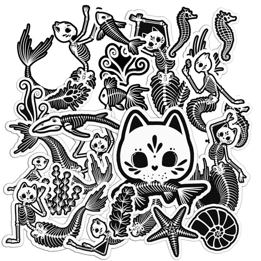 Cavka 24 PCS Sticker Pack for Laptop Kitty Mermaid