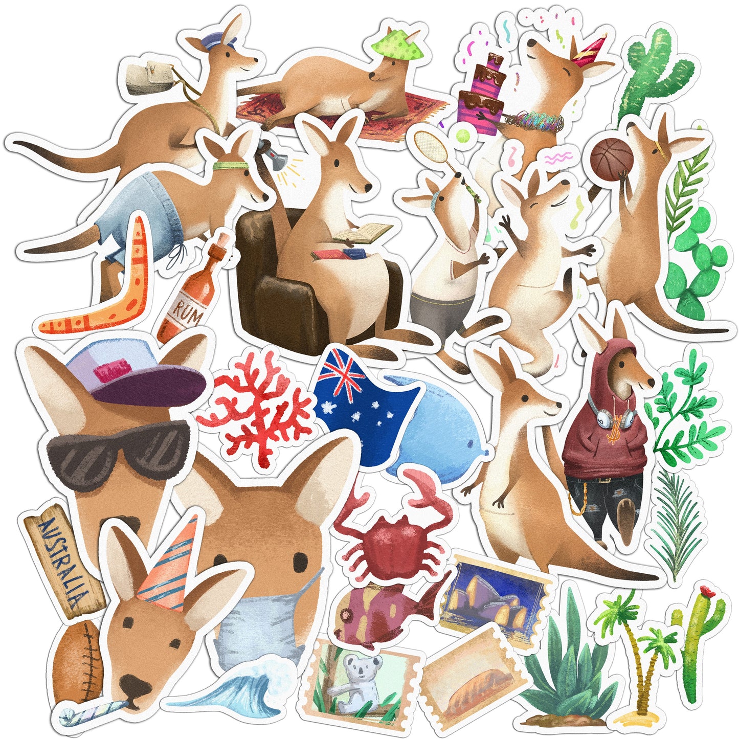 Cavka 34 PCS Sticker Pack for Laptop Australian Aussie