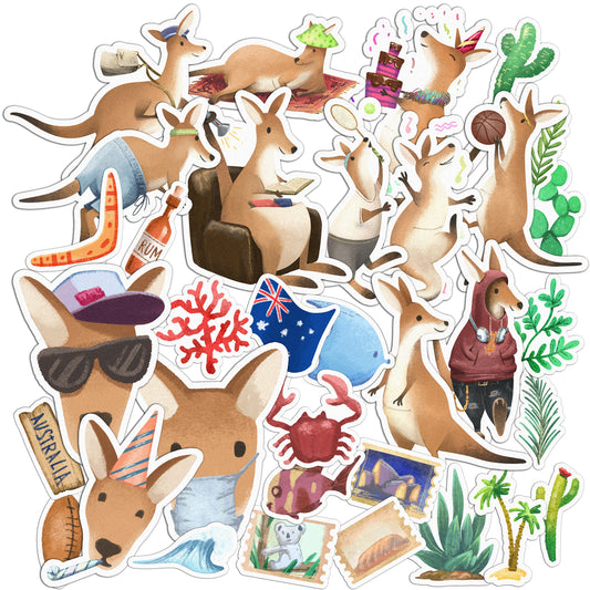 Cavka 34 PCS Sticker Pack for Laptop Australian Aussie