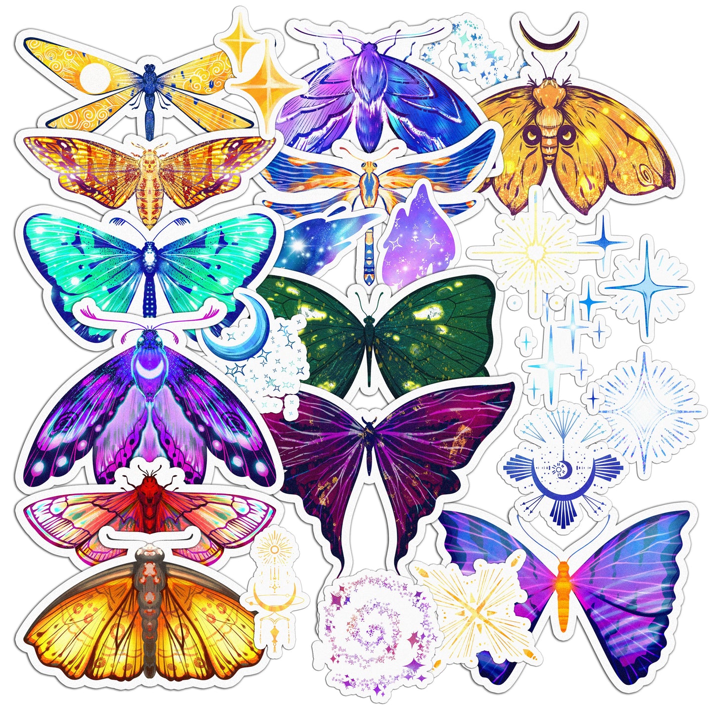 Cavka 25 PCS Sticker Pack for Laptop Shiny Butterflies