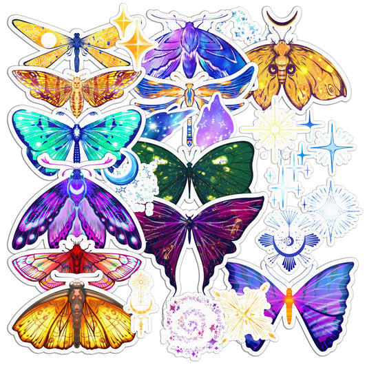 Cavka 25 PCS Sticker Pack for Laptop Shiny Butterflies