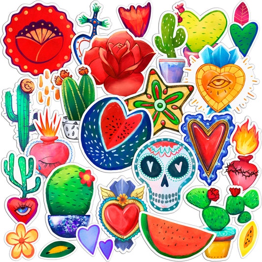 Cavka 27 PCS Sticker Pack for Laptop Mexican Festival