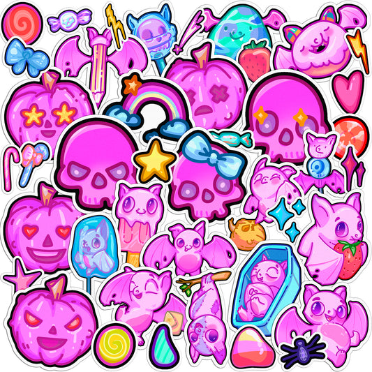 Cavka 42 PCS Sticker Pack for Laptop Pink Halloween