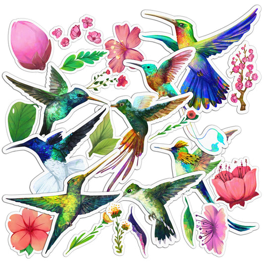 Cavka 24 PCS Sticker Pack for Laptop Exotic Hummingbirds