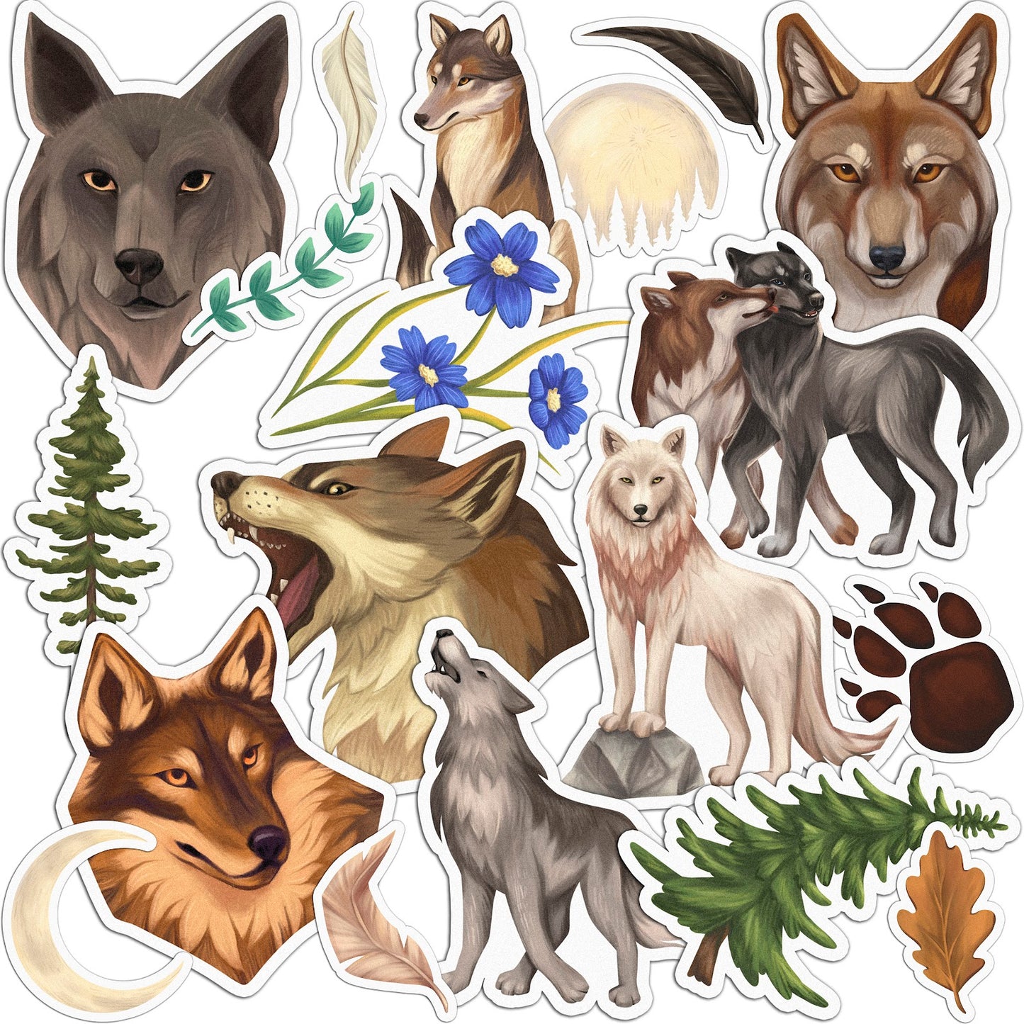 Cavka 19 PCS Sticker Pack for Laptop Wild Wolves