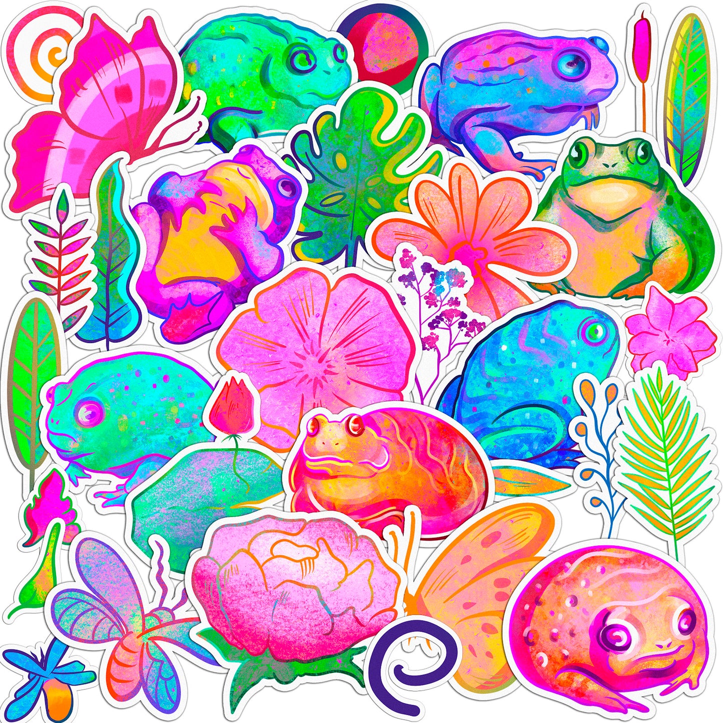 Cavka 32 PCS Sticker Pack for Laptop Bright Frogs