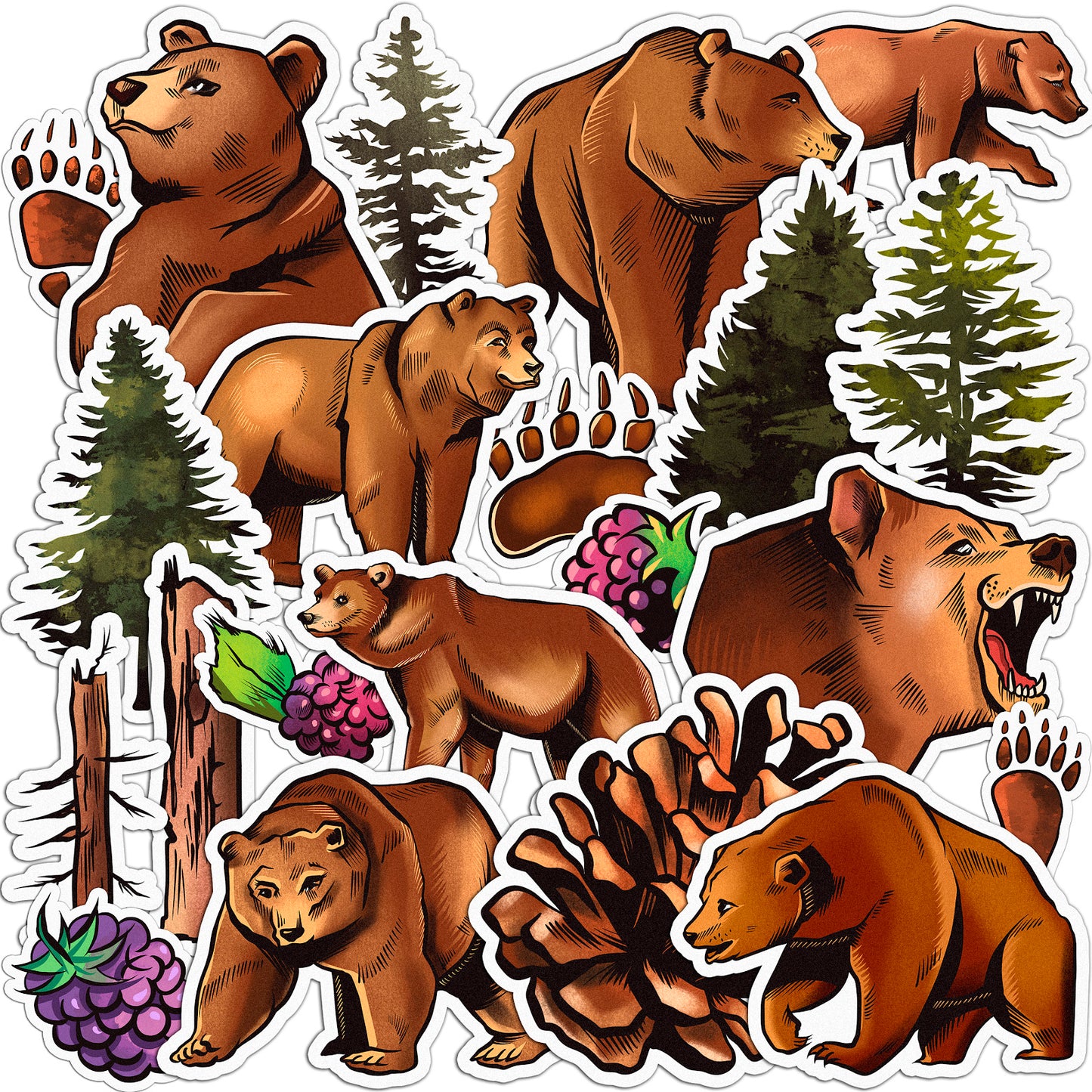 Cavka 21 PCS Sticker Pack for Laptop Woodland Bear