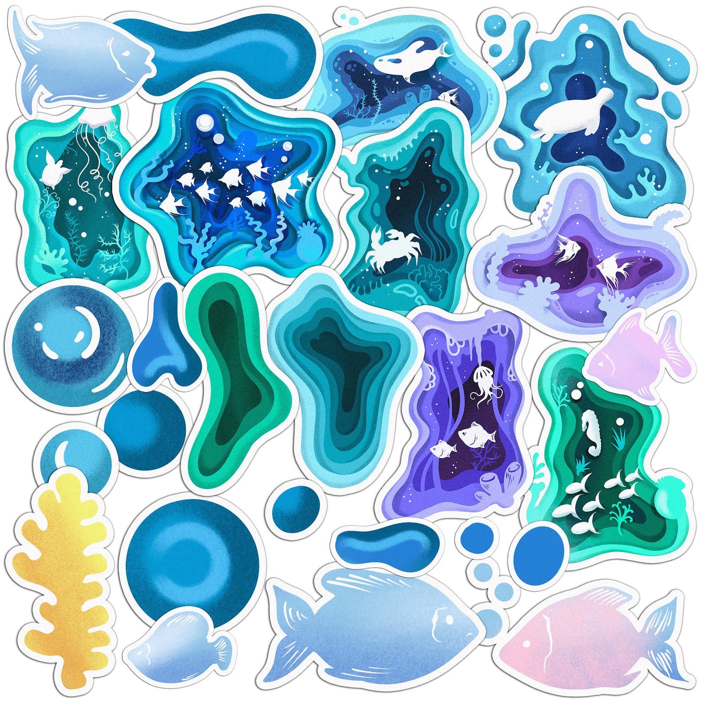 Cavka 22 PCS Sticker Pack for Laptop Deep Sea