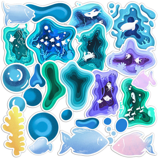 Cavka 22 PCS Sticker Pack for Laptop Deep Sea