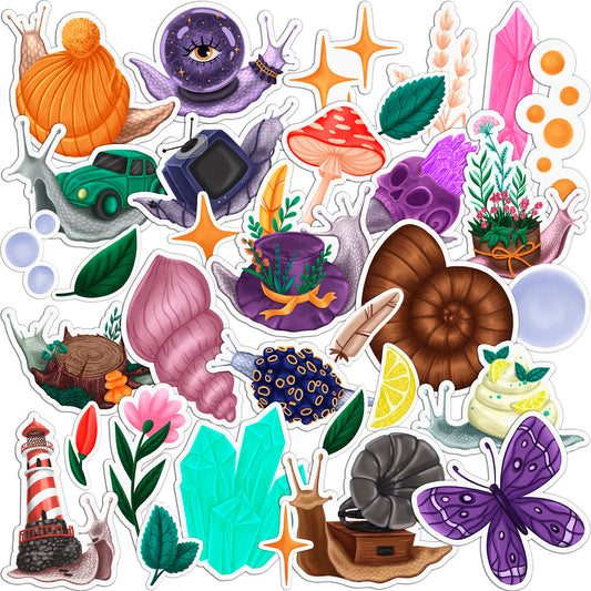 Cavka 33 PCS Sticker Pack for Laptop Quirky Snails