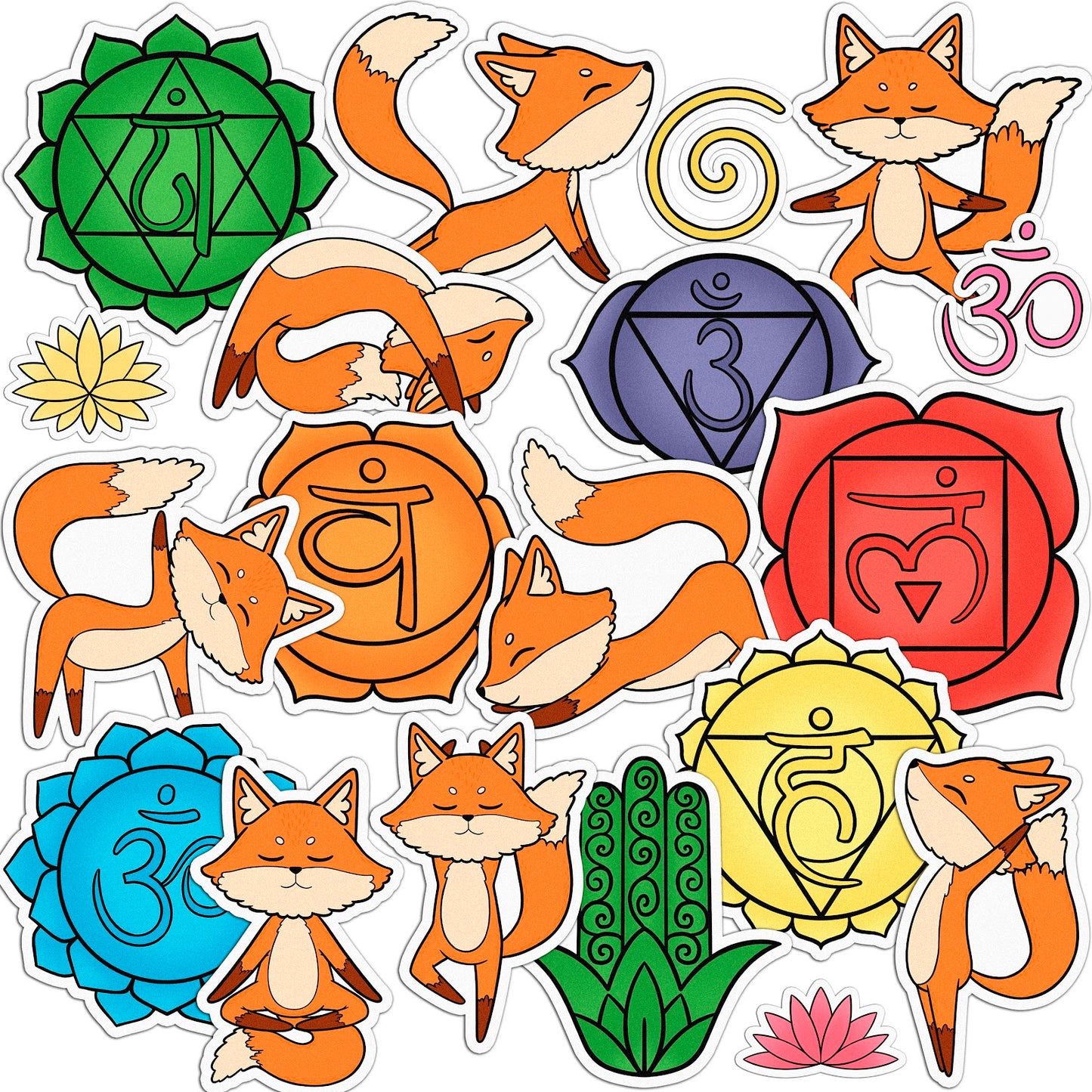 Cavka 19 PCS Sticker Pack for Laptop Yogi Fox