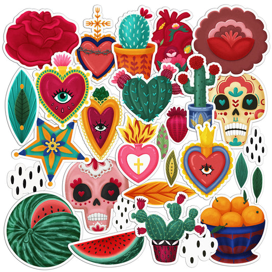 Cavka 29 PCS Sticker Pack for Laptop Mexican Art