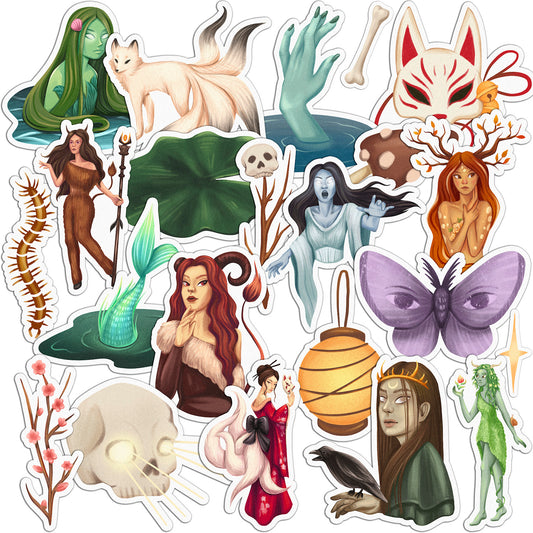 Cavka 22 PCS Sticker Pack for Laptop Mythical Spirits