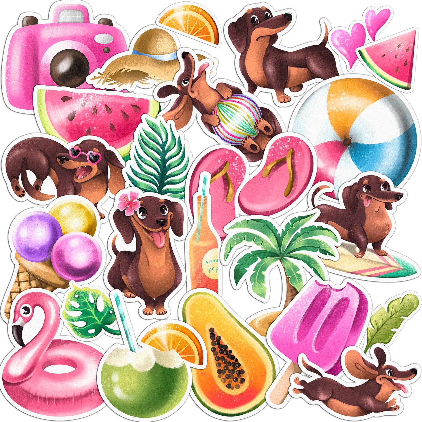 Cavka 25 PCS Sticker Pack for Laptop Summer Doxie