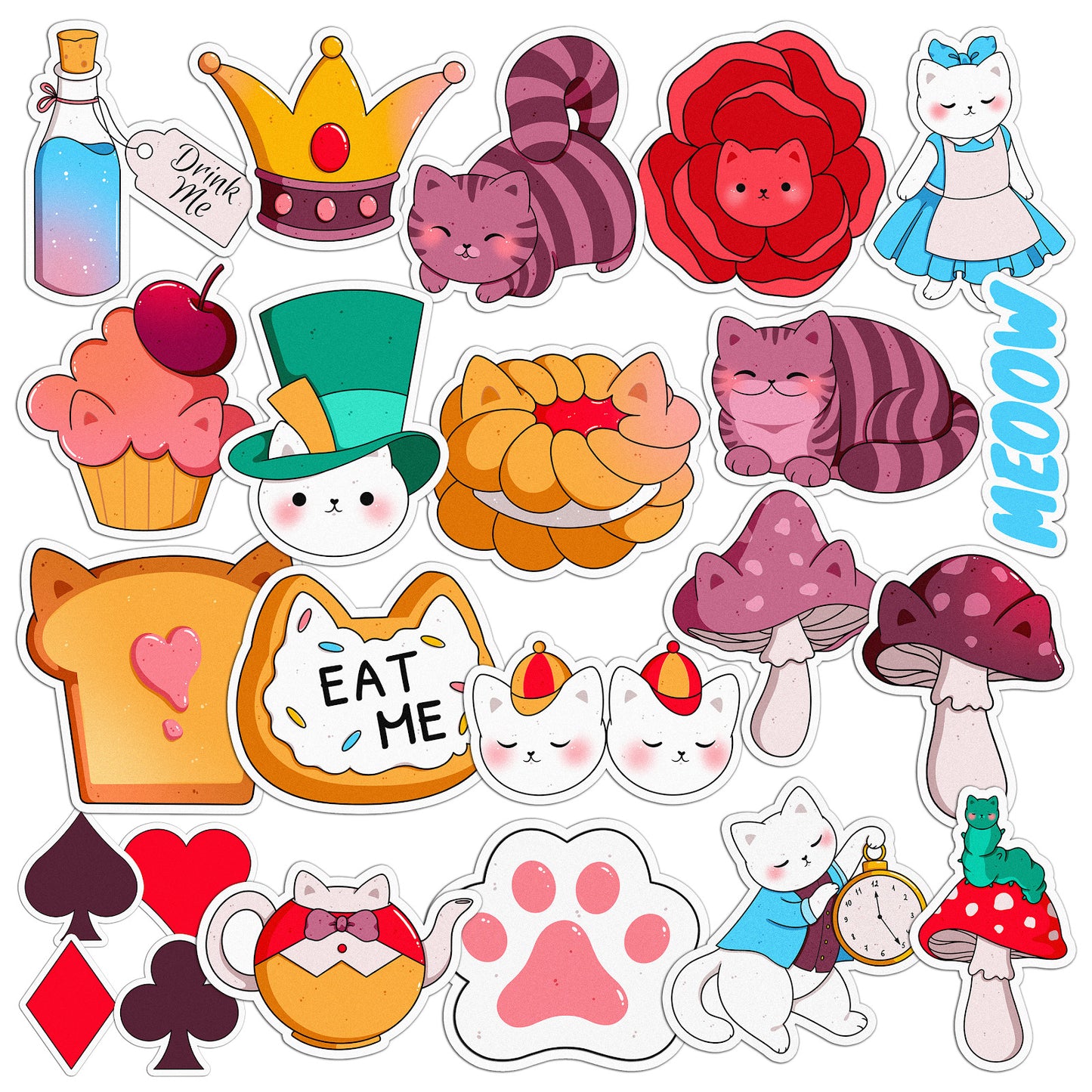 Cavka 23 PCS Sticker Pack for Laptop Alice in Meowderland