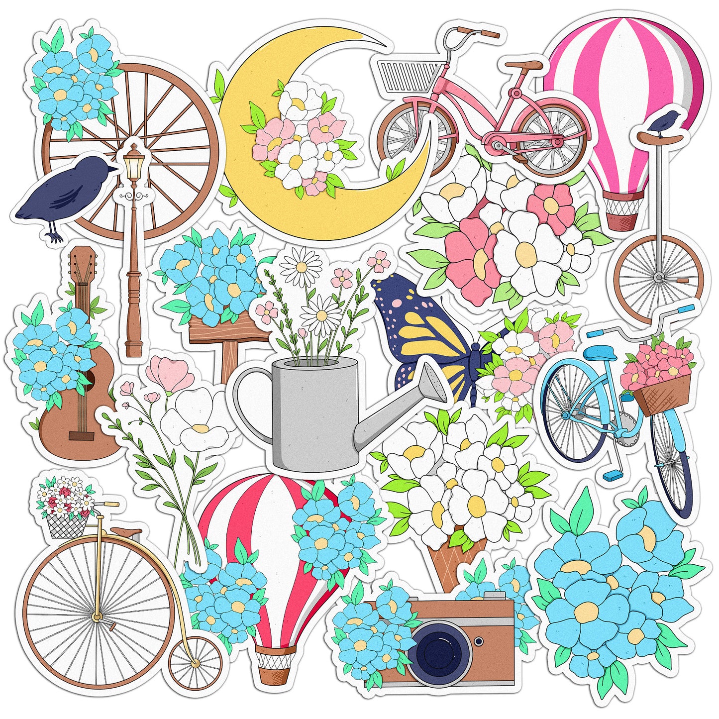 Cavka 20 PCS Sticker Pack for Laptop Blooming Bikes