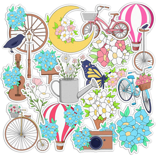 Cavka 20 PCS Sticker Pack for Laptop Blooming Bikes