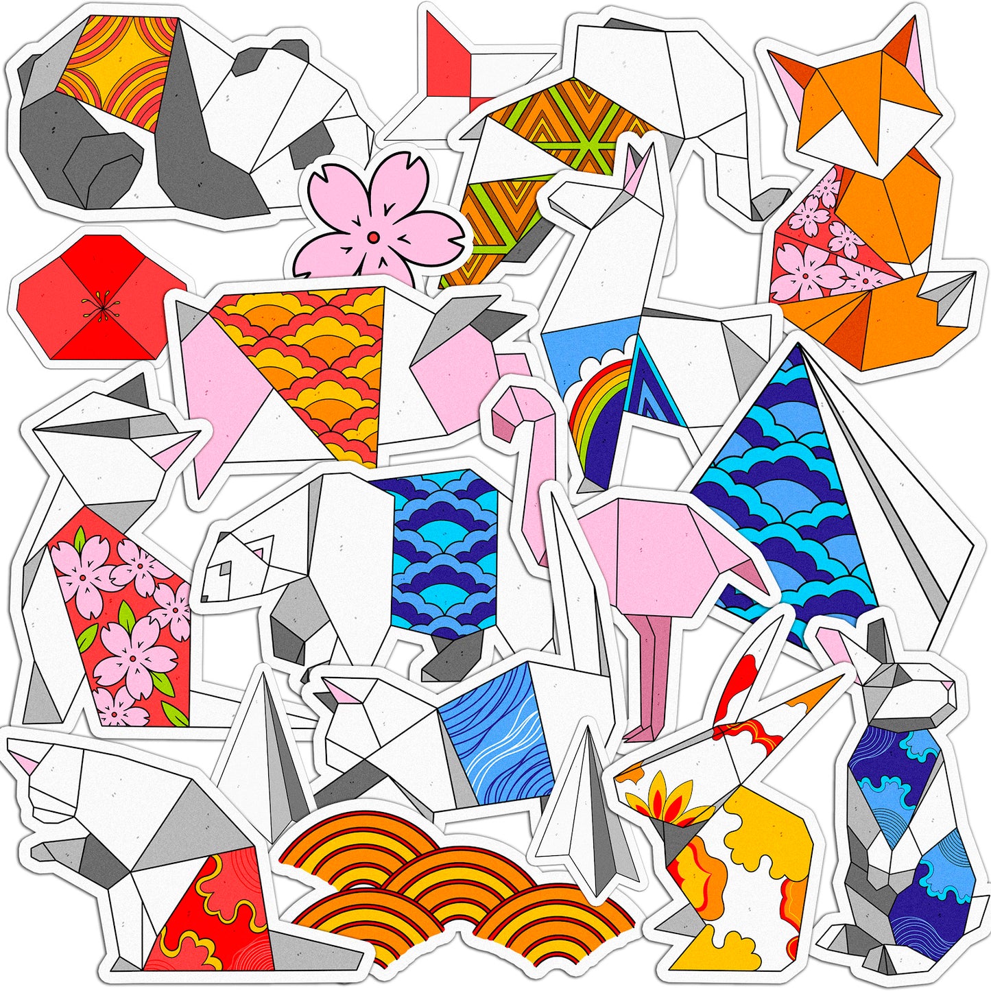 Cavka 19 PCS Sticker Pack for Laptop Origami Animals