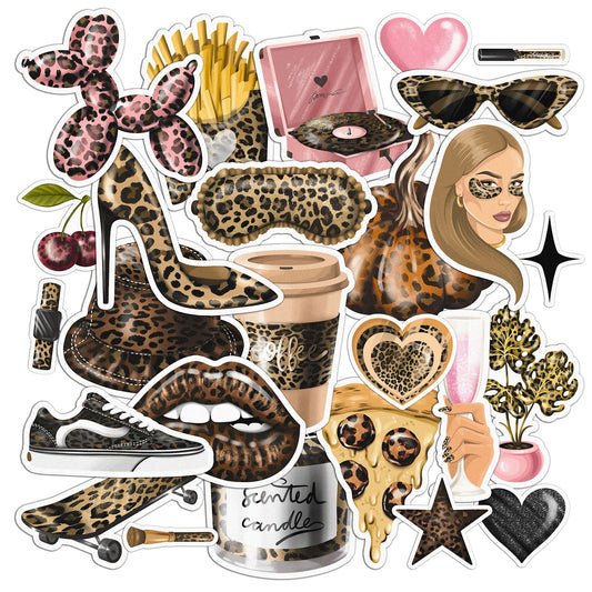 Cavka 26 PCS Sticker Pack for Laptop Leopard Chic